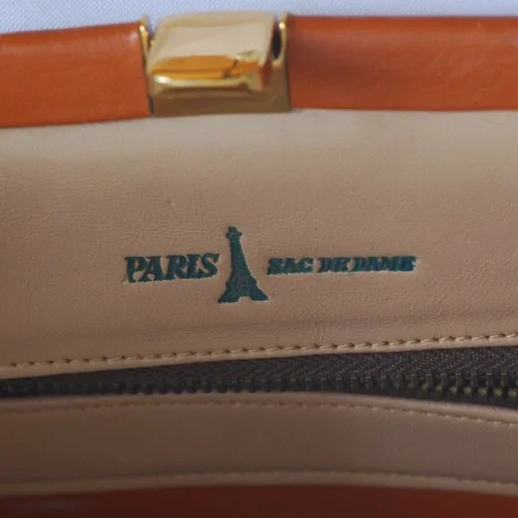Paris Sac De Dame 1960's Leather Bag With Leather Wrapped Handle - France - Picture 5 of 5